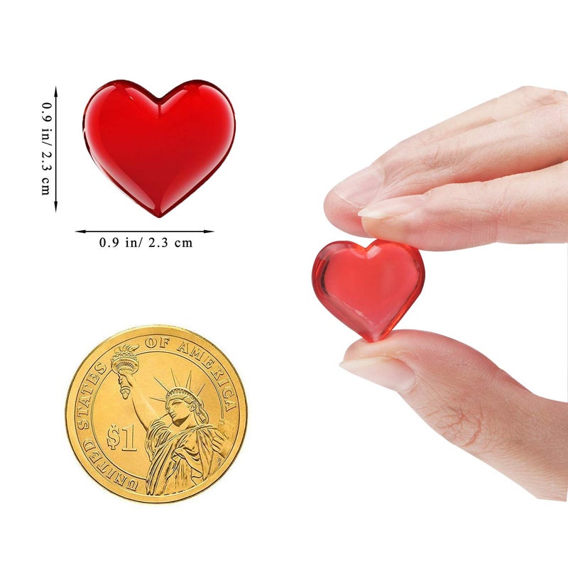 Fangoo 220 Pieces Red Acrylic Heart Flat Back Heart Gems for Valentine's Day Decorations, Vase Filler, Table Scatter Decoration, Wedding Decorations,Home Decorations(Bright Red, 1 LB) - Image 2